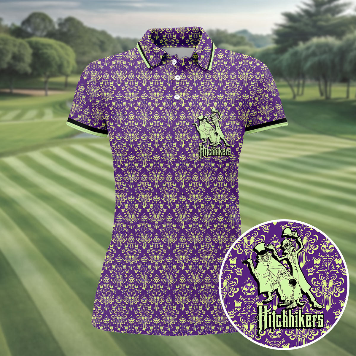Hitchhikers Horror Character Polo Shirt, Golf Shirts For Women, Halloween Tops For Women