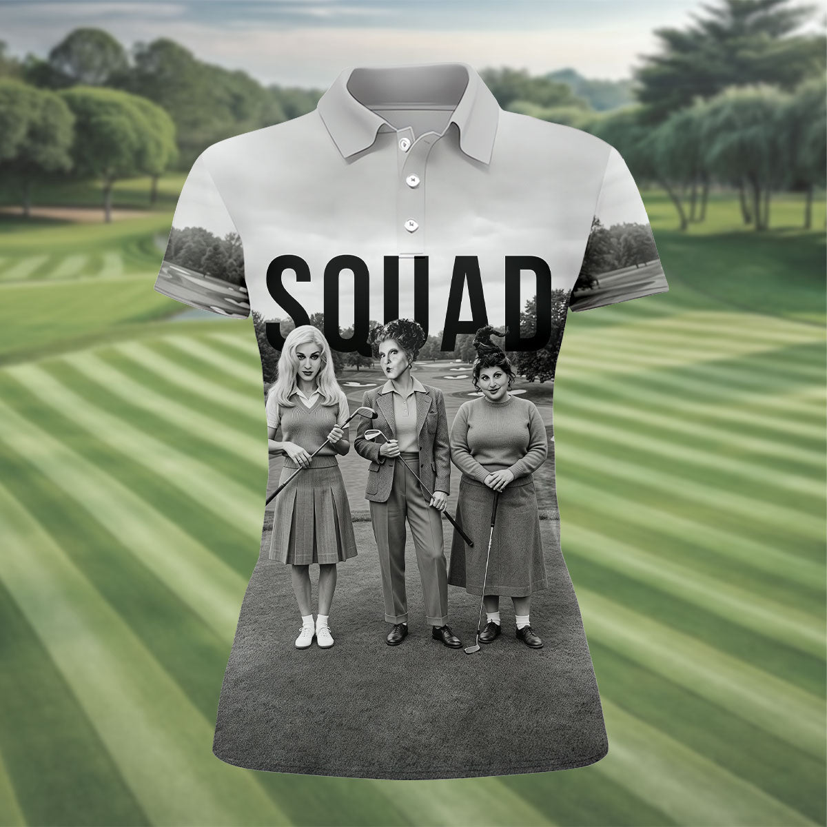 Halloween Witch Squad Golf Polo Shirt, Women's Golf Tops, Golf Polo For Women