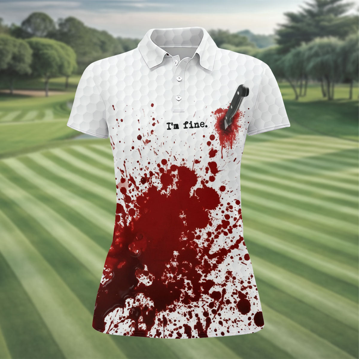 I'm Fine. Horror Golf Polo Shirt, Golf Shirts For Women, Women's Golf Apparel