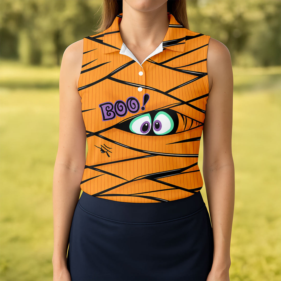 Boo Mummy Halloween Horror Character Polo Shirt, Ladies Golf Shirts, Golf Shirts For Women