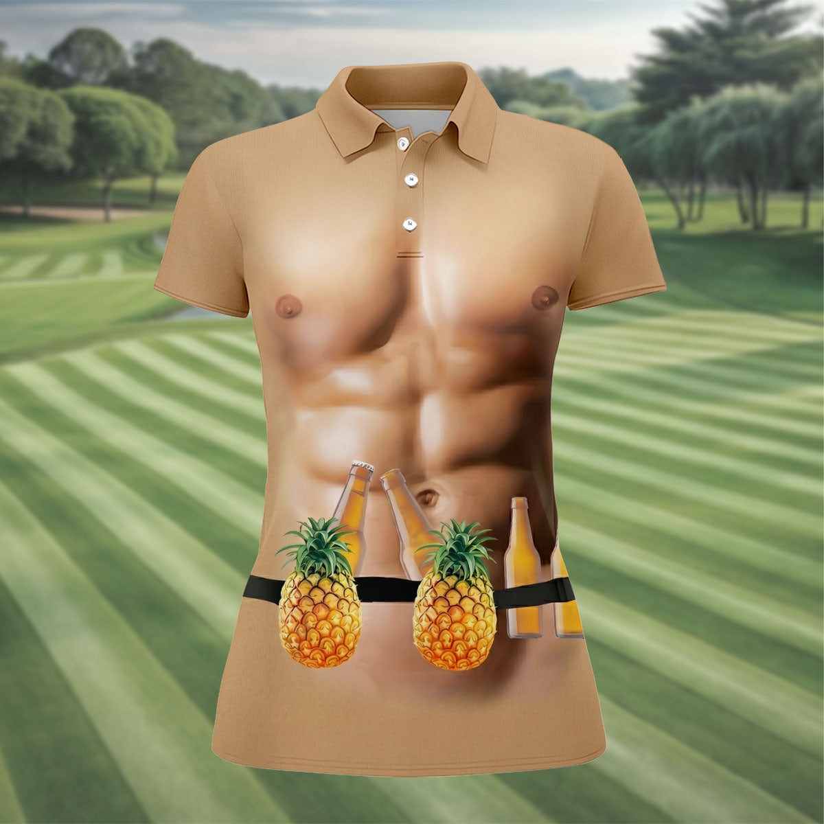 Funny Muscle Pineapple Beer Hawaiian Golf Shirt, Golf Shirt For Women, Golfing Apparel
