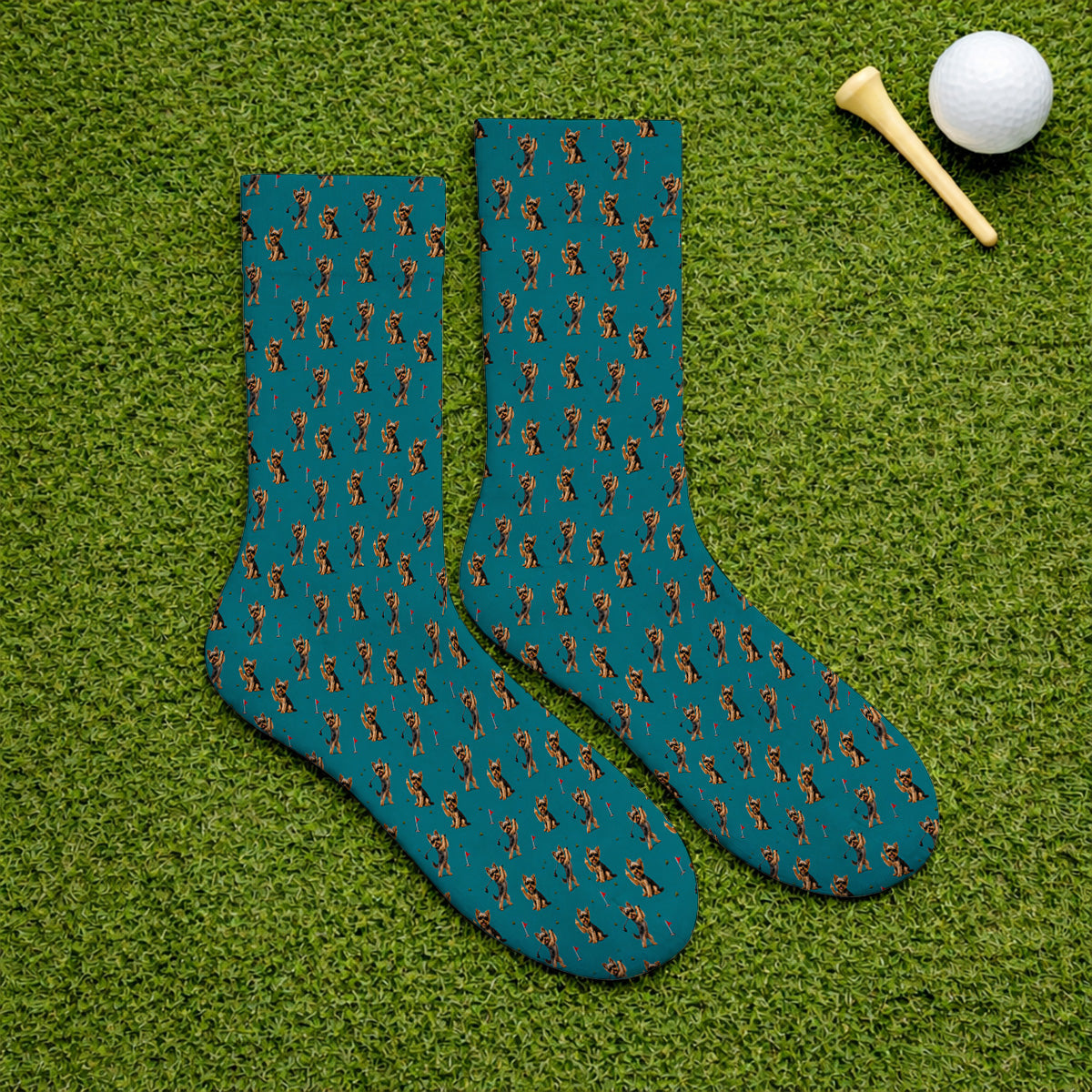 Funny Yorkshire Terrier Golf Socks, Cool Yorkie Pattern Golf Sock, Gift For Golf Lovers