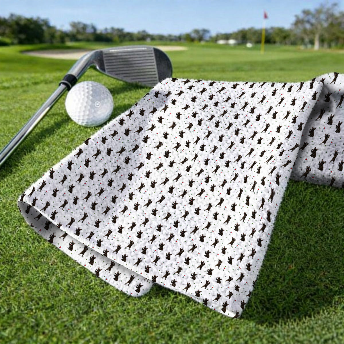Frenchie Golf Towel, French Bulldog Pattern Towels, Funny Golf Gift For Golfer