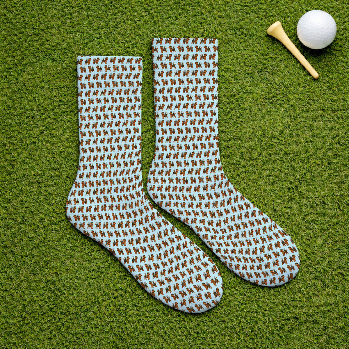 Funny Dog Pattern Golf Sock, Poodle Golf Socks, Golf Gift For Golfer
