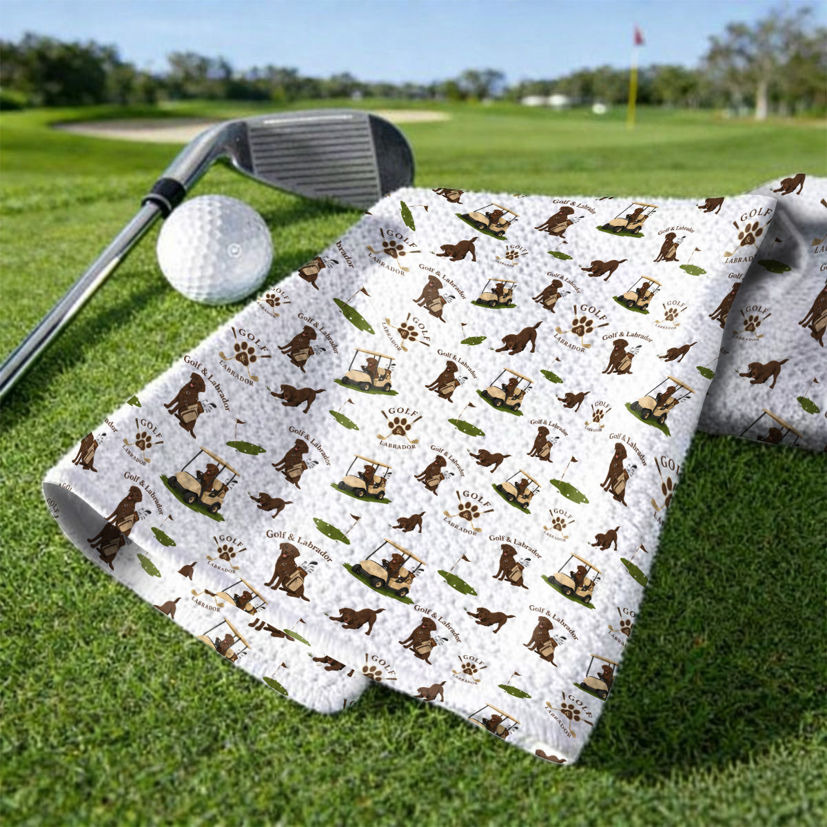Labrador Pattern Golf Towel, Funny Dog  Golf Towels, Crazy Golf Gift For Golfer