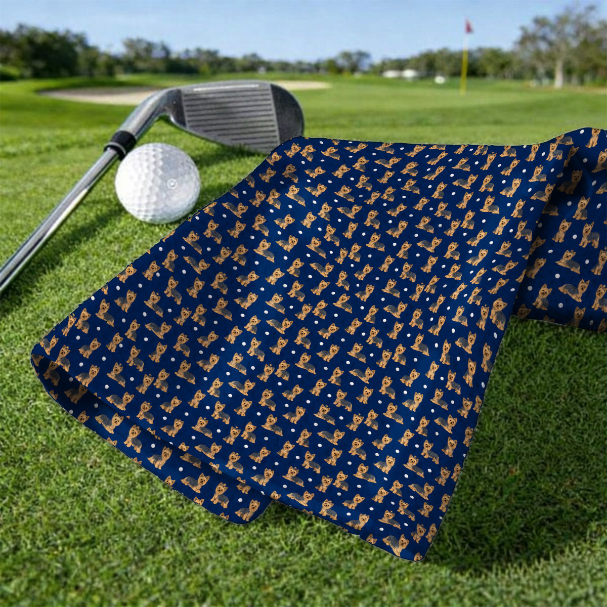 Yorkshire Terrier Golf Towel, Cute Yorkie Pattern Golf Towels, Dog Lover Golf Gift
