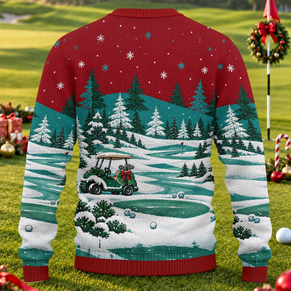 Santa Reindeer Golf Ugly Christmas Sweater, Funny Christmas Sweaters, Golf Lover Gifts