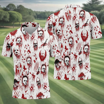 Bloody Horror Character Halloween Golf Shirt, Men's Golf Shirt, Golf Shirts For Men