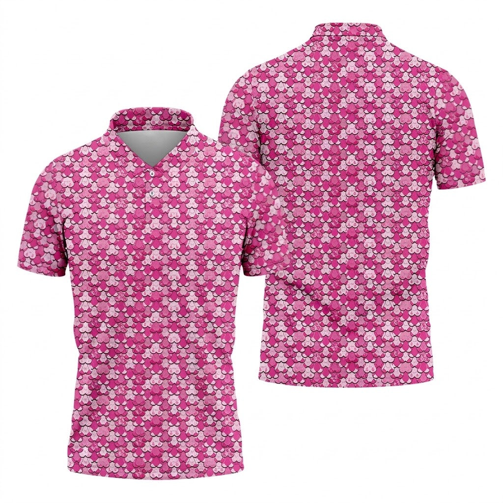 Pink Breast Cancer Golf Shirt, Funny Men Golf Shirt, Cancer Awareness Shirt, Golfing Apparel
