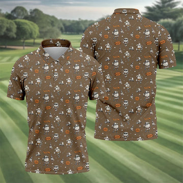 Funny Bourbon Whiskey Golf Pattern Polo Shirt, Men's Golf Apparel, Novelty Golf Shirts For Men