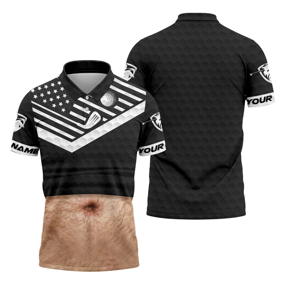 Personalized Hairy Beer Belly Golf Polo Shirt, Golf Polo Shirts For Men, Mens Golf Apparel