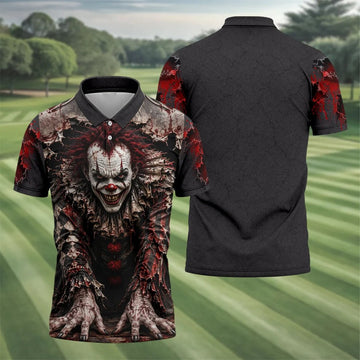 Torn Wall Horror Character Halloween Golf Shirt, Golf Apparel For Men, Mens Golf Shirts