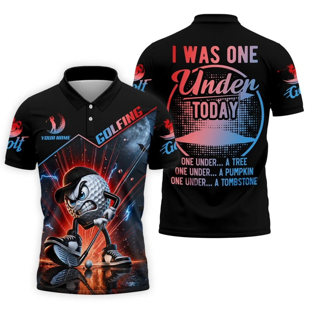 I Was One Under Today Funny Golf Ball Hawaiian Polo Shirt, Mens Golf Polo, Golf Apparel