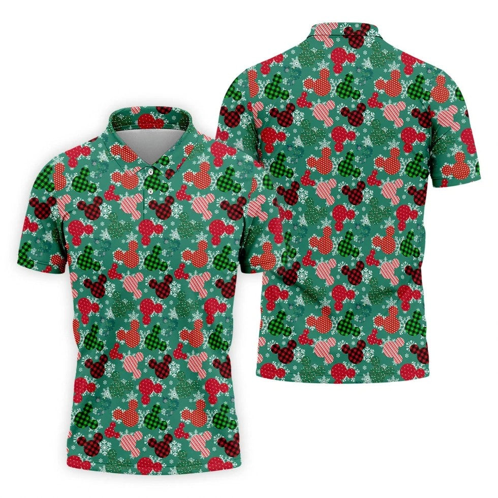 Adorable Cartoon Characters Xmas Golf Shirts, Cute Golf Outfit, Polo Shirts For Men, Christmas Golf Shirt
