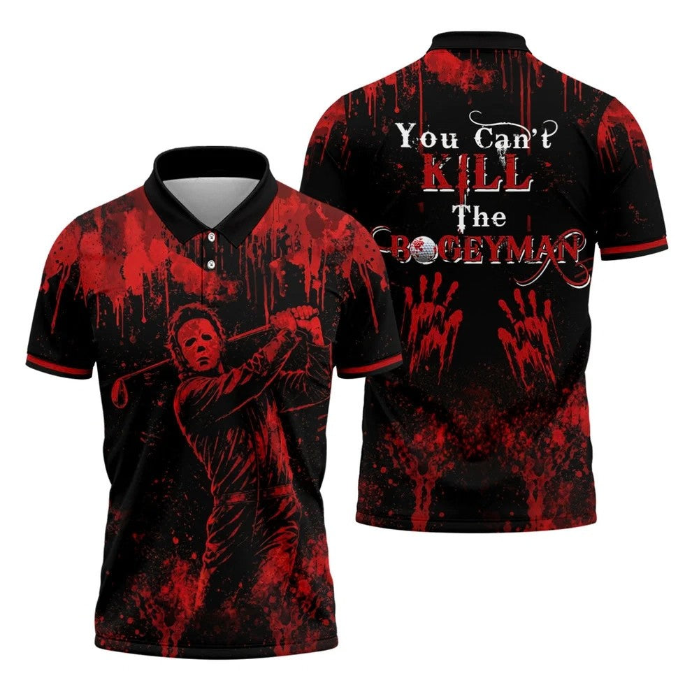 You Cant Kill The Bogeyman Horror Character Polo Shirt, Halloween Shirt, Mens Golf Polo