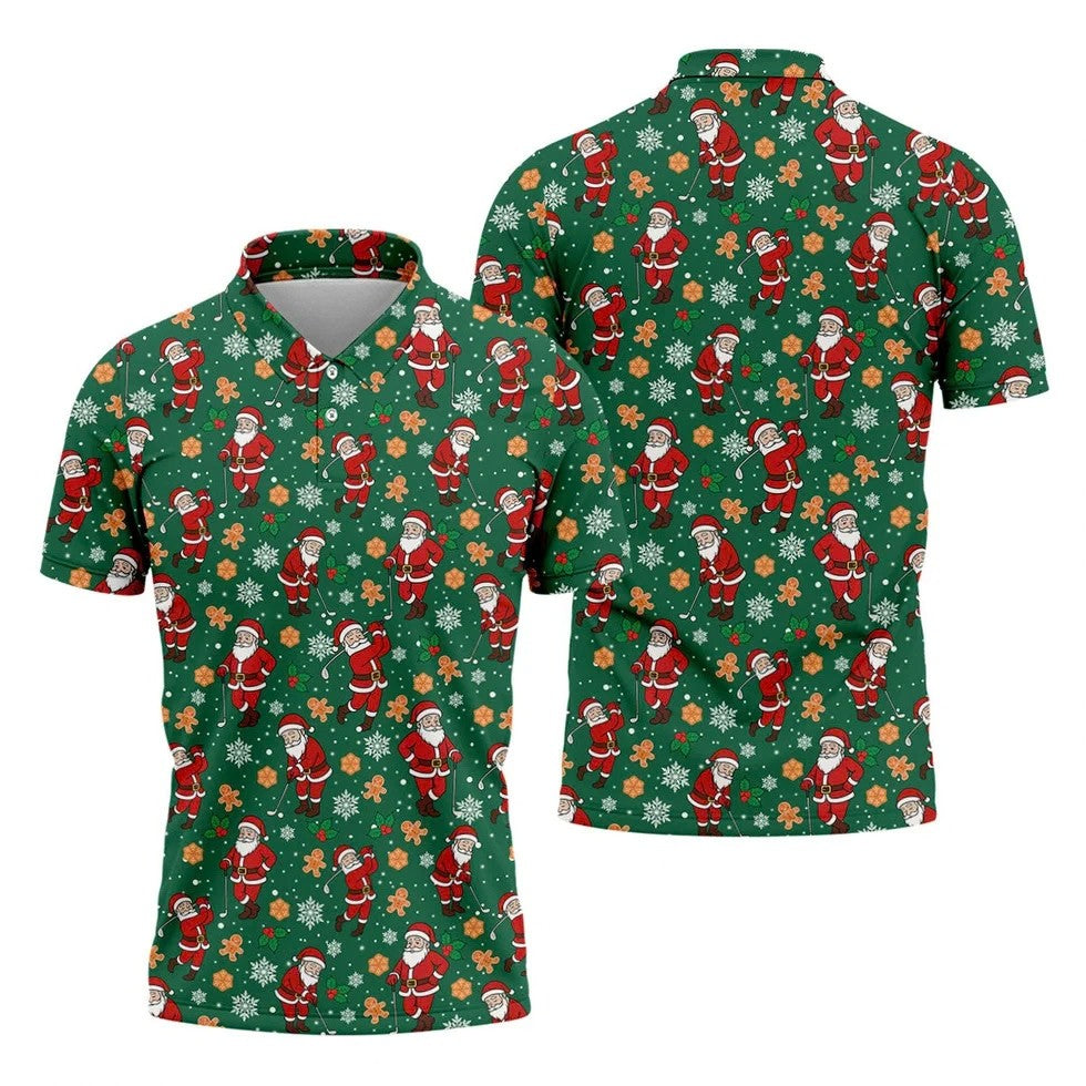 Golfing Santa Fun Golf Shirts For Men, Christmas Golf Shirt, Polo Shirts For Men, Golf Gift For Men