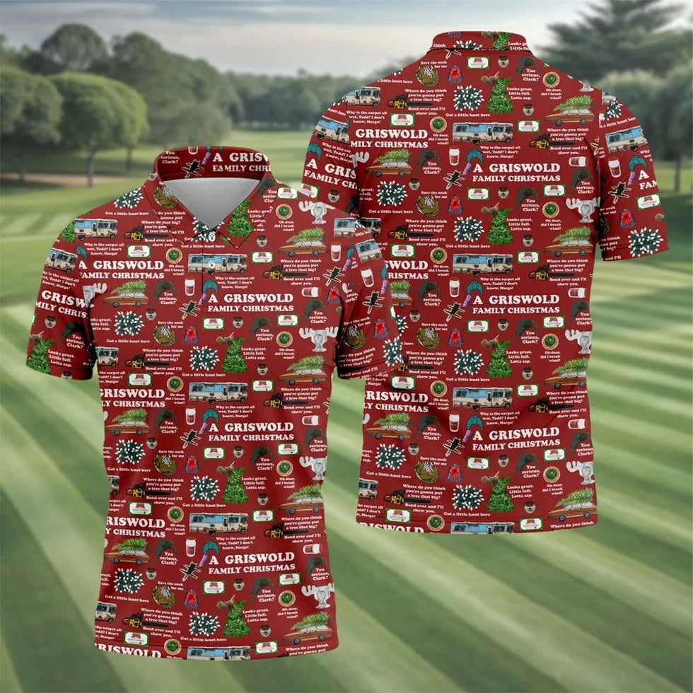 A Griswold Family Christmas Men's Golf Polo Shirts, Christmas Golf Shirt, Polo Shirts For Men