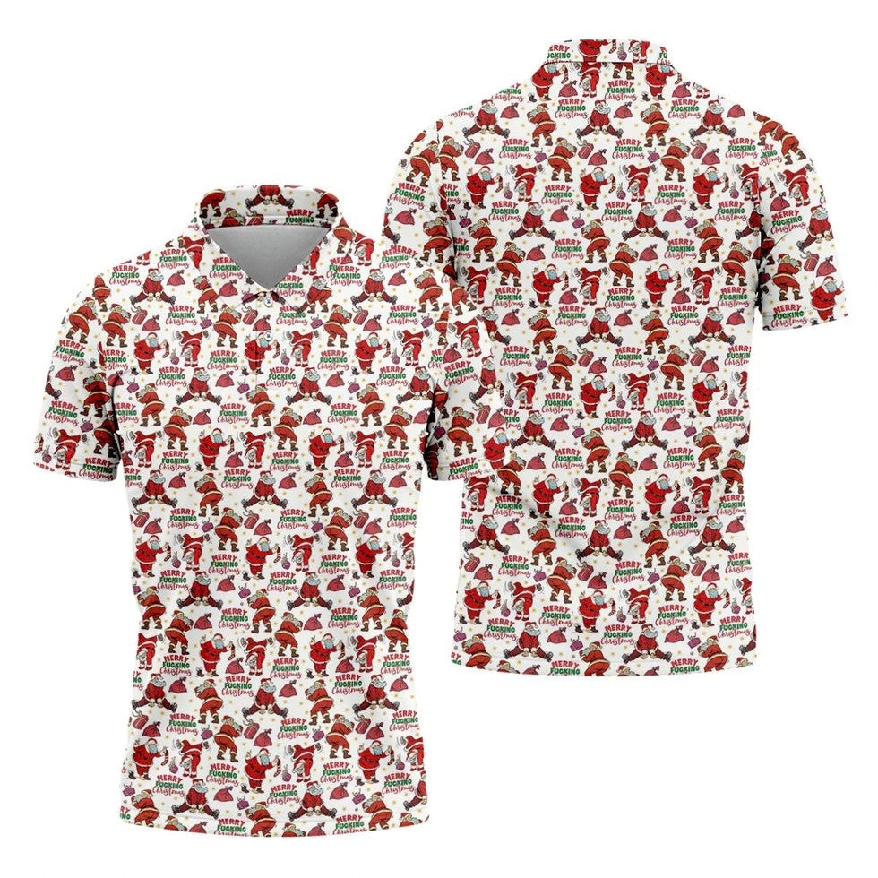 Merry Freaking Christmas Funny Santa Christmas Golf Shirt, Fun Golf Shirts For Men, Golf Gift For Men