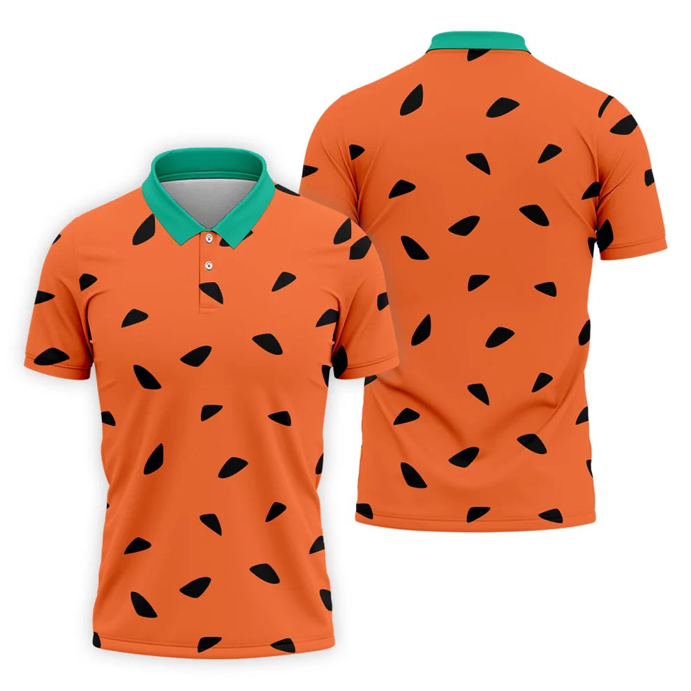 Watermelon Slice Polo Shirt, Orange Summer Design, Golf Shirts For Men