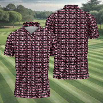 Fuck Breast Cancer Pink Ribbon Golf Polo Shirt, Mens Golf Polo, Golf Apparel For Men