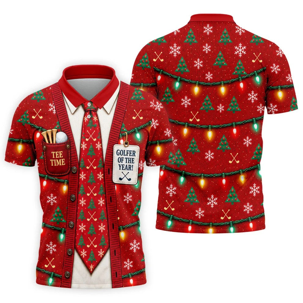 Golfer Of The Year Tie Christmas Golf Shirt, Golf Shirts For Men, Mens Golf Clothing