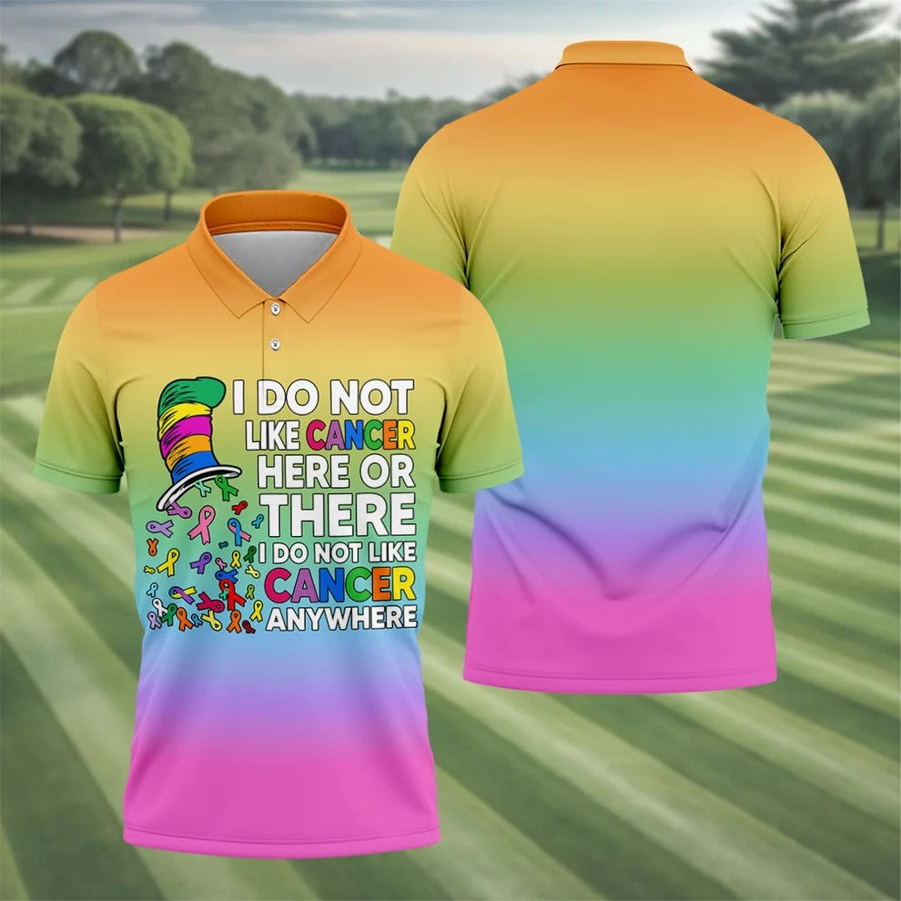 Do Not Like Cancer Anywhere Breast Cancer Polo Shirt, Mens Polo Shirts, Mens Golf Apparel