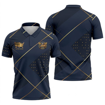 Bald Eagle 250 Years Anniversary Navy Patriotic Golf Shirt, 4th Of July Golf Shirts For Men
