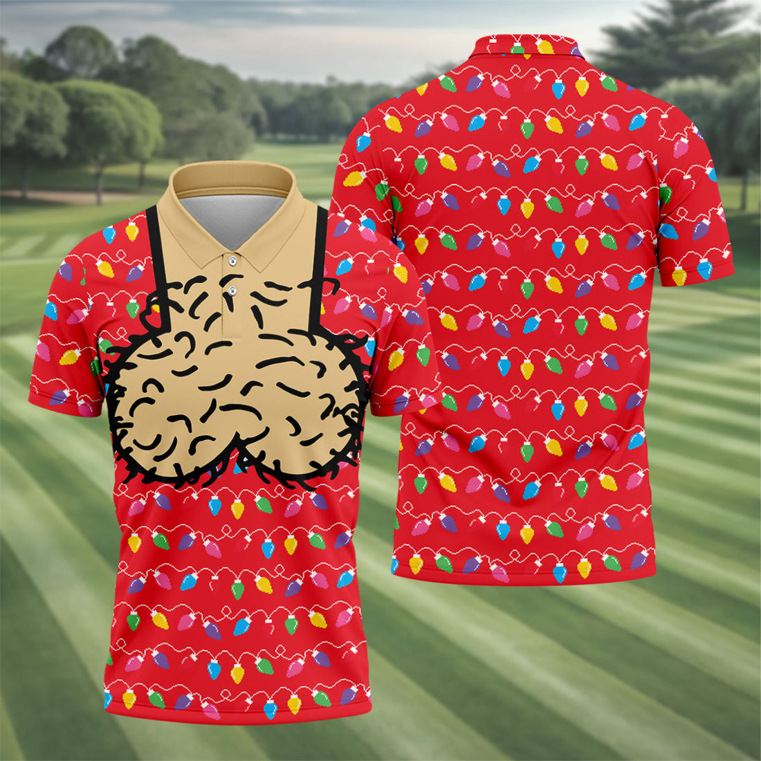 Cheeky Christmas Lights Golf Polo Shirt, Mens Golf Shirts, Golf Apparel For Men