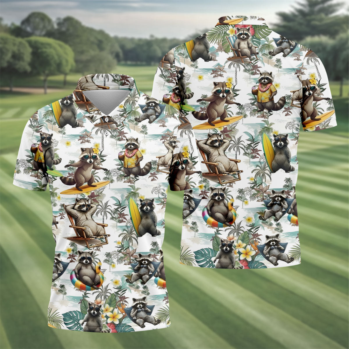 Raccoon Beach Vacation Hawaiian Shirt, Hawaiian Shirt For Men, Tropical Button Up Shirt