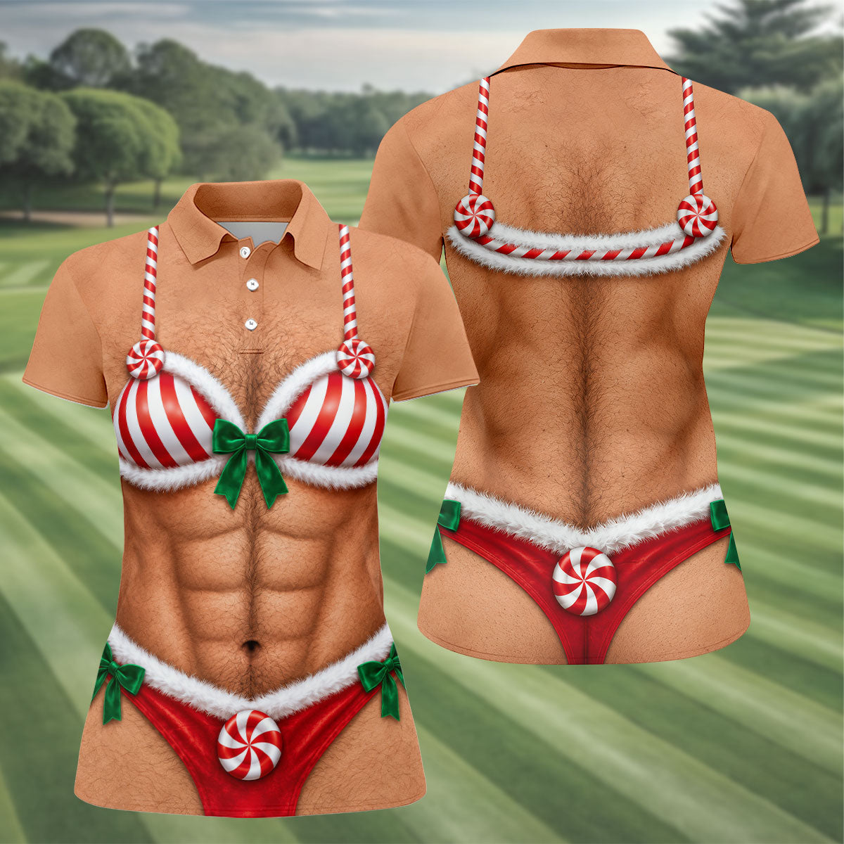 Funny Christmas Golf Shirt Custom Belly, Women’s Golf Polo, Golf Tops For Women