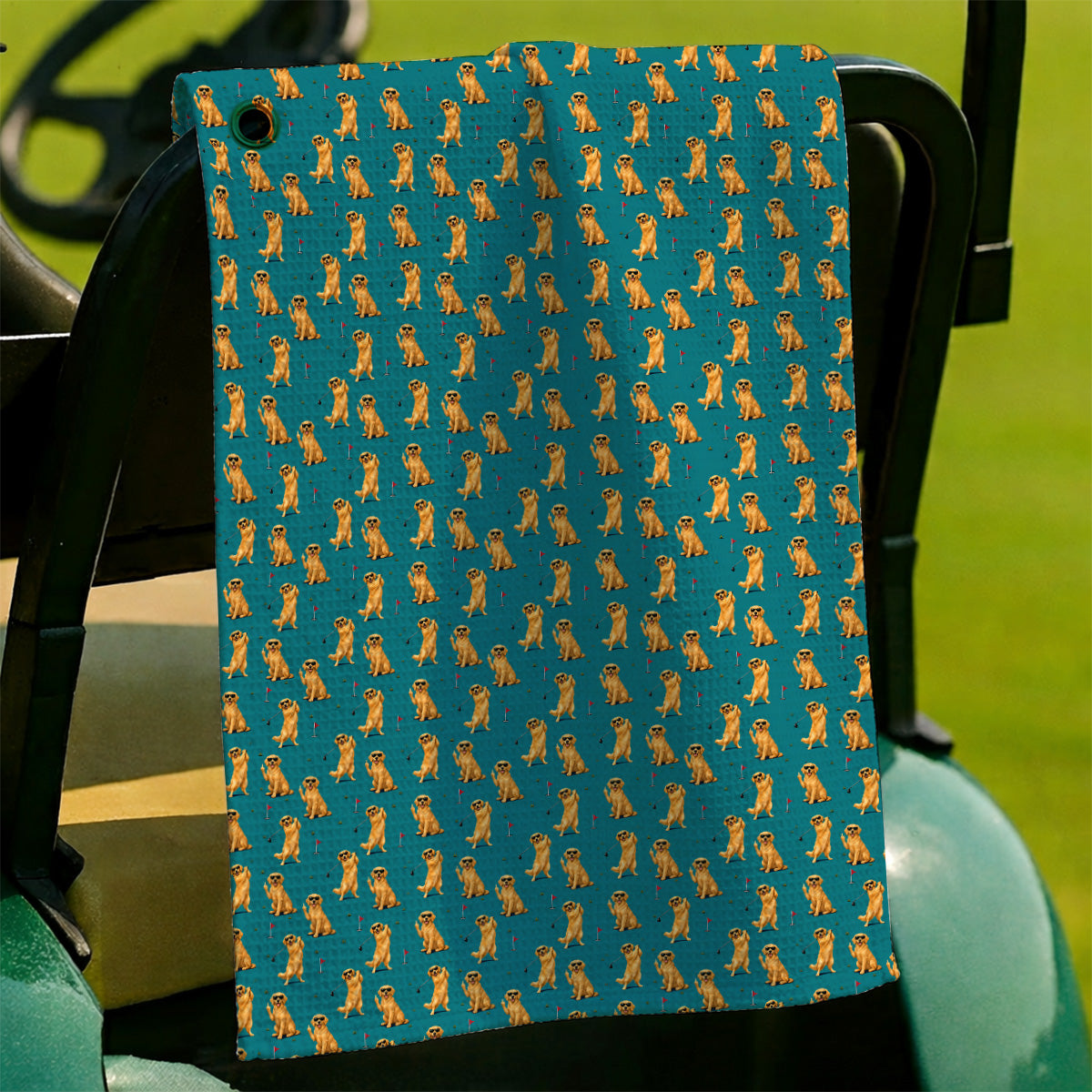 Golden Retriever Fairway Golf Towel, Golf Dog Pattern Towels, Gift For Golden Retriever Owners
