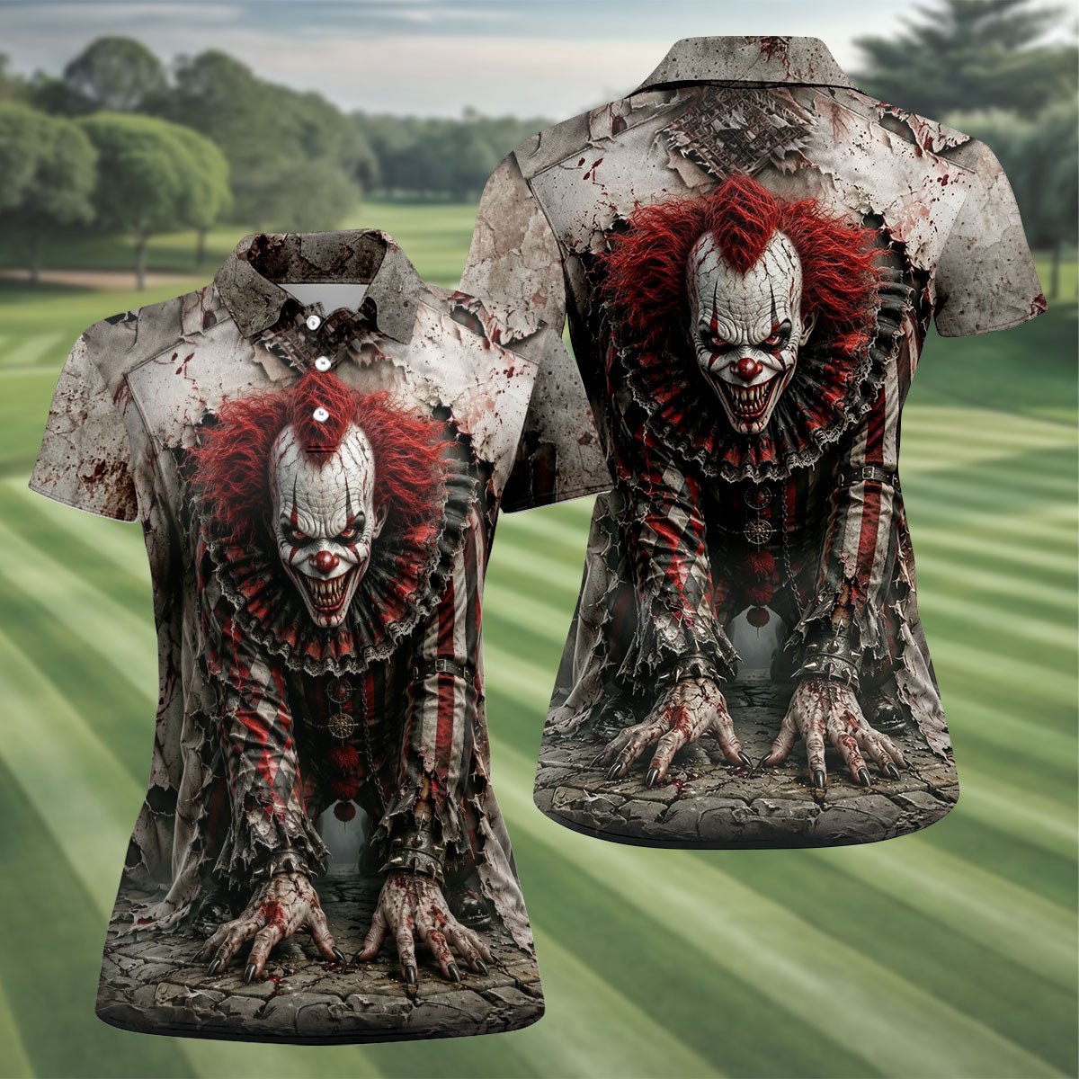 Halloween Horror Character Golf Shirt, Women's Golf Polo, Hawaiian Golf Shirt
