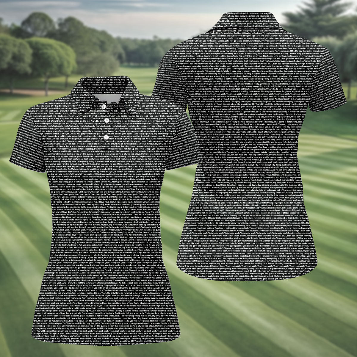 Black Text Pattern Golf Polo Shirt, Women’s Golf Apparel, Golf Shirts For Women