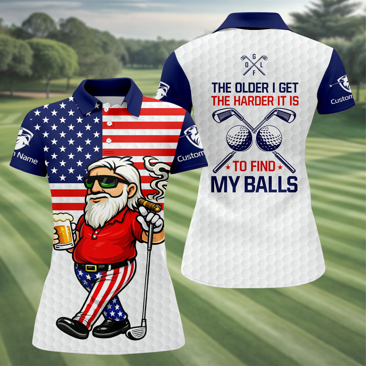 The Older I Get The Harder It Is To Find My Balls Golf And Beer 250 Years Patriotic 4th Of July Golf Shirt For Women