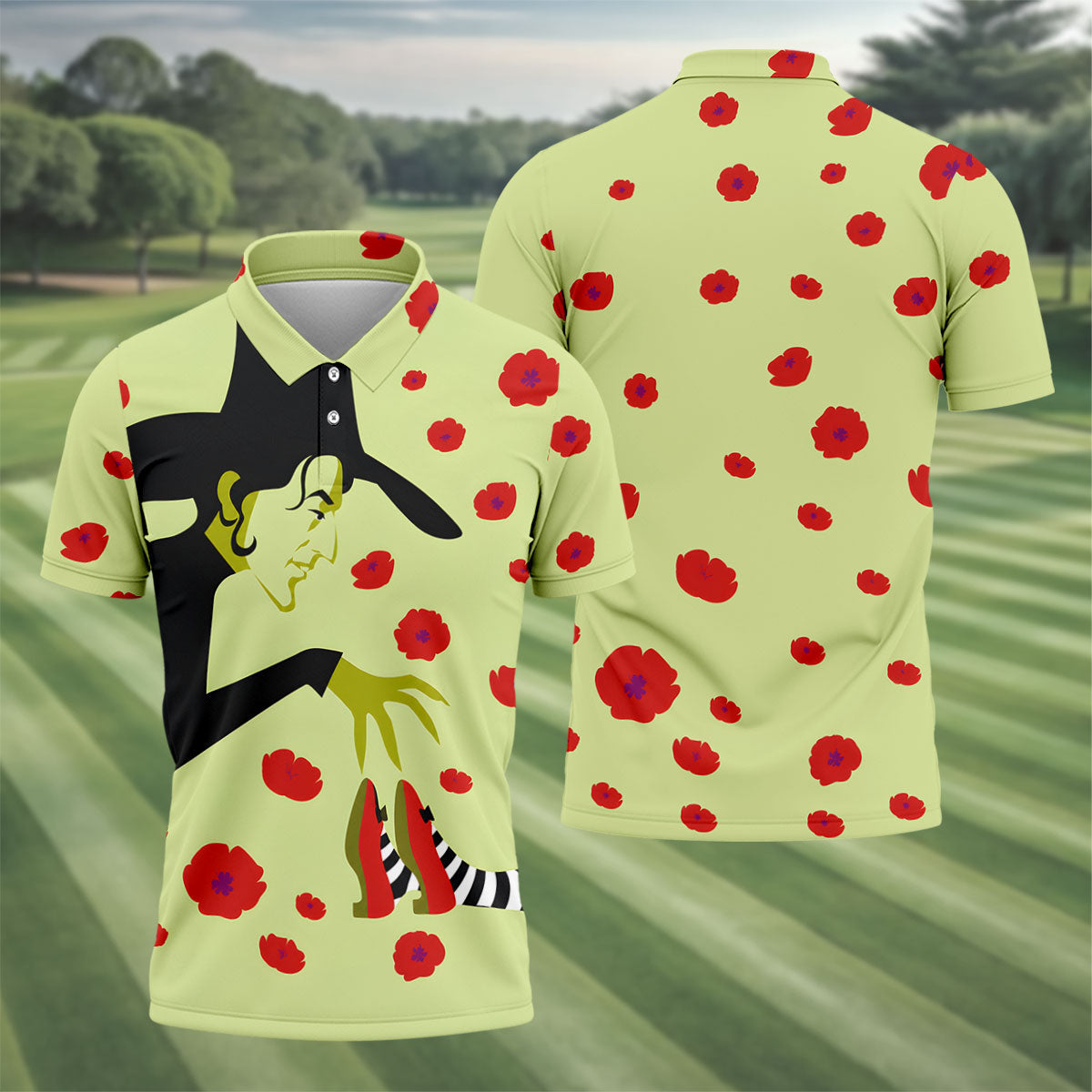 Green Horror Character Golf Polo Shirt, Halloween Golf Shirt, Mens Halloween Shirt