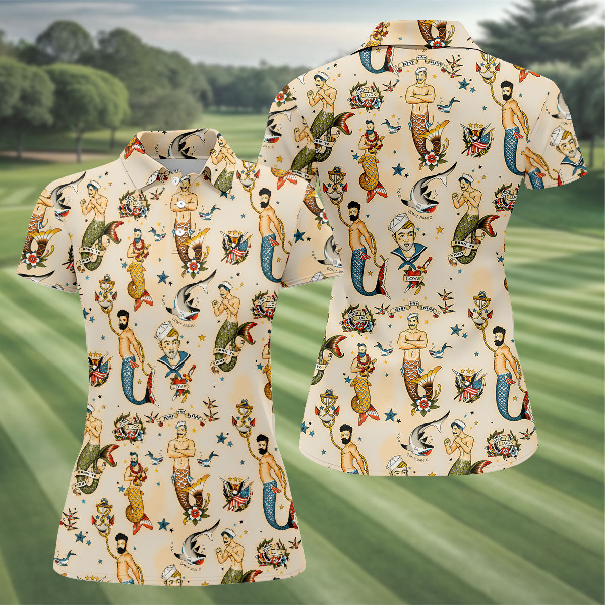 Mermen Rise And Shine Fun Women's Golf Shirts, Gay Pride Month Celebrate Golf Shirt For Women