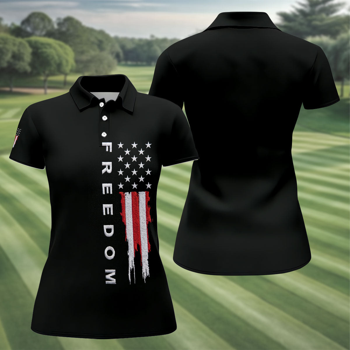 Stars And Stripes Flag 250th Anniversary Golf Shirt, Patriotic 4th Of July Golf Shirt For Women