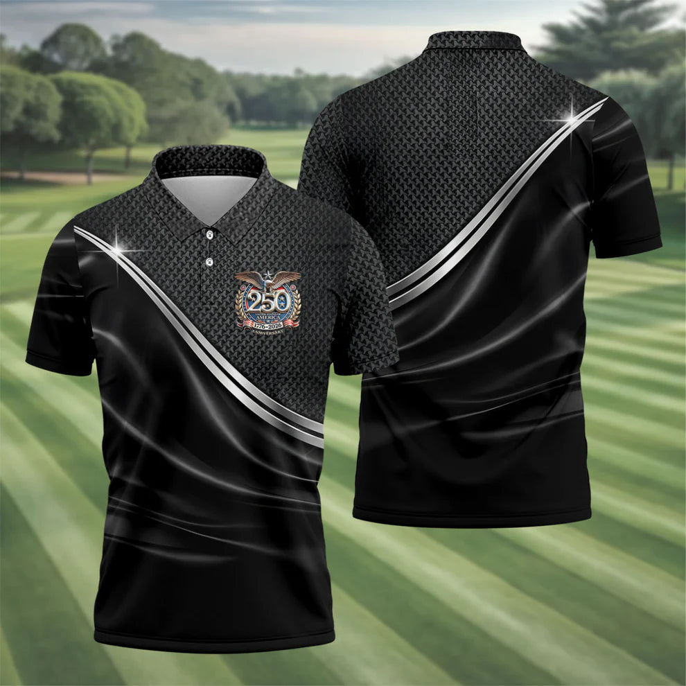 United States 250th Anniversary 4th Of July Golf Shirt, Patriotic Golf Shirt, Satin Print Golf Shirts For Men