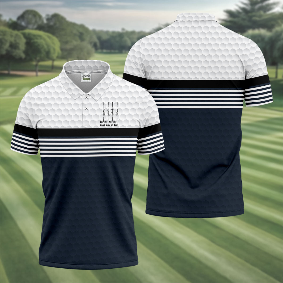 Best Dad By Par Golf Ball Pattern Father's Day Golf Shirt, Golf Gift For Dad, Polo Shirts For Men