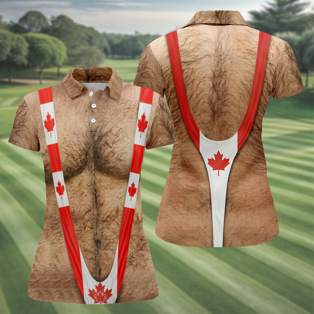 Hairy Body Canada Flag Funny Golf Shirt, Patriotic Golf Shirt, 250 Years Golf Shirt For Women