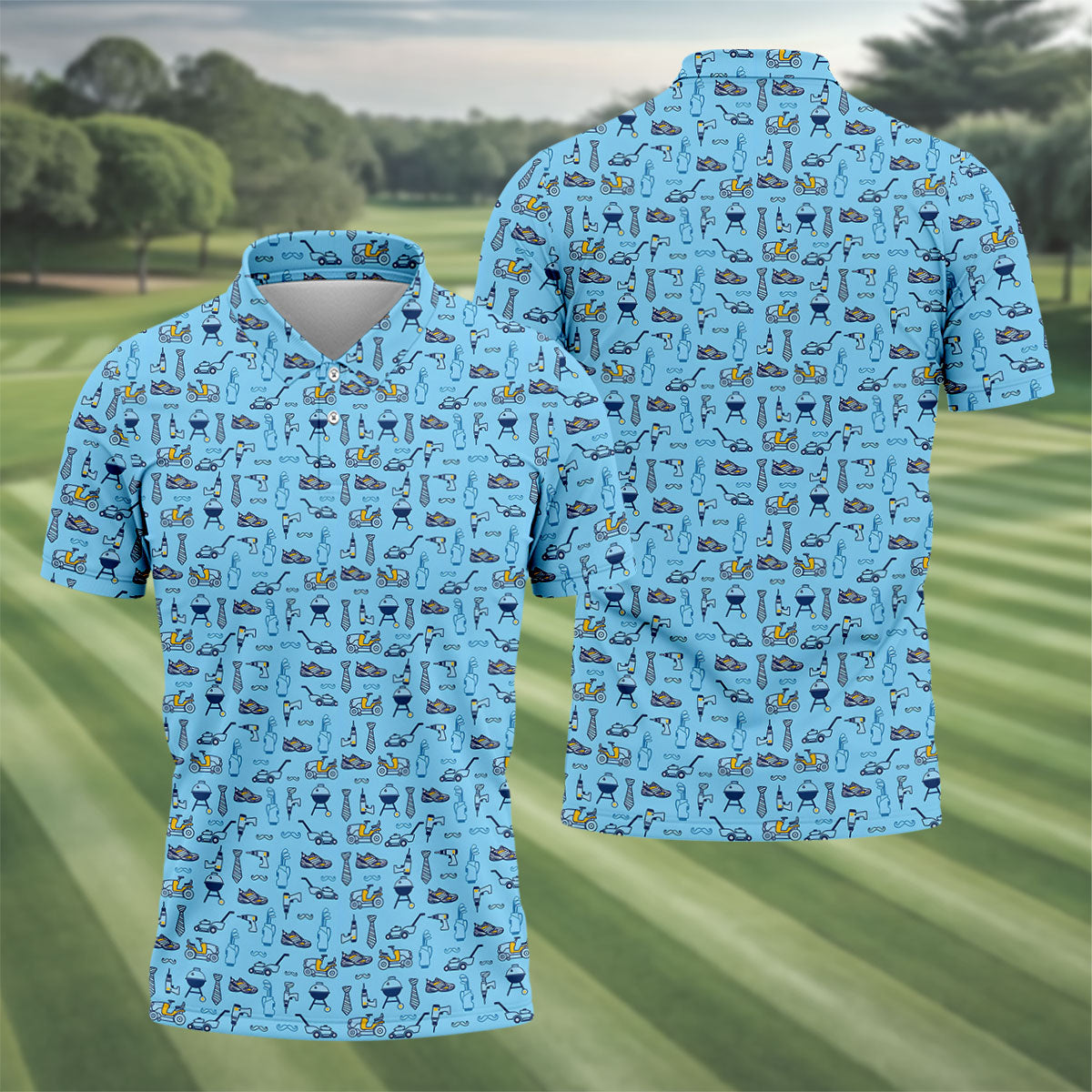 Dad Life Doodle Pattern Funny Golf Shirts, Father's Day Golf Shirt, Golf Gift For Dad