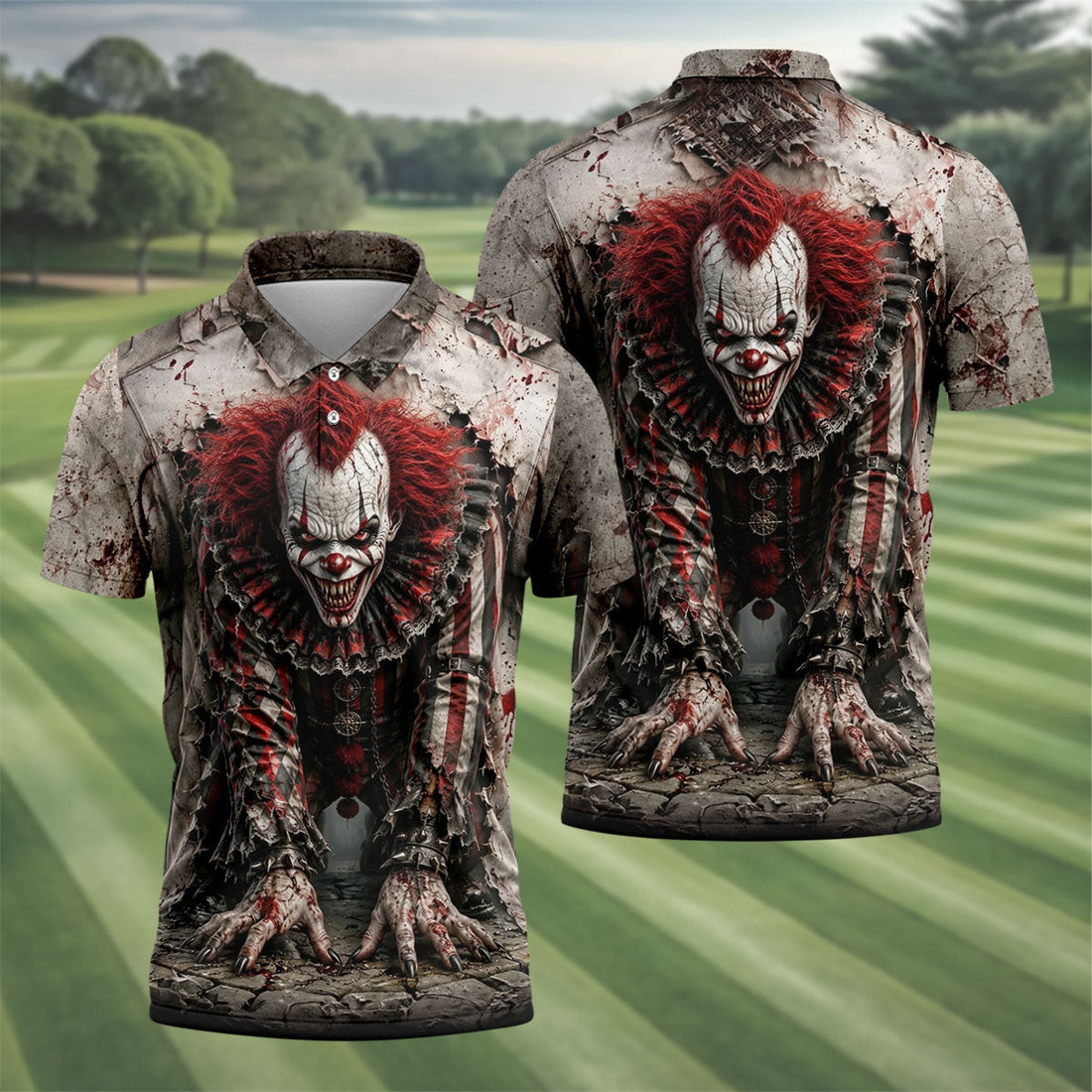 Halloween Horror Character Golf Shirt, Men's Golf Shirt, Hawaiian Golf Shirt For Men