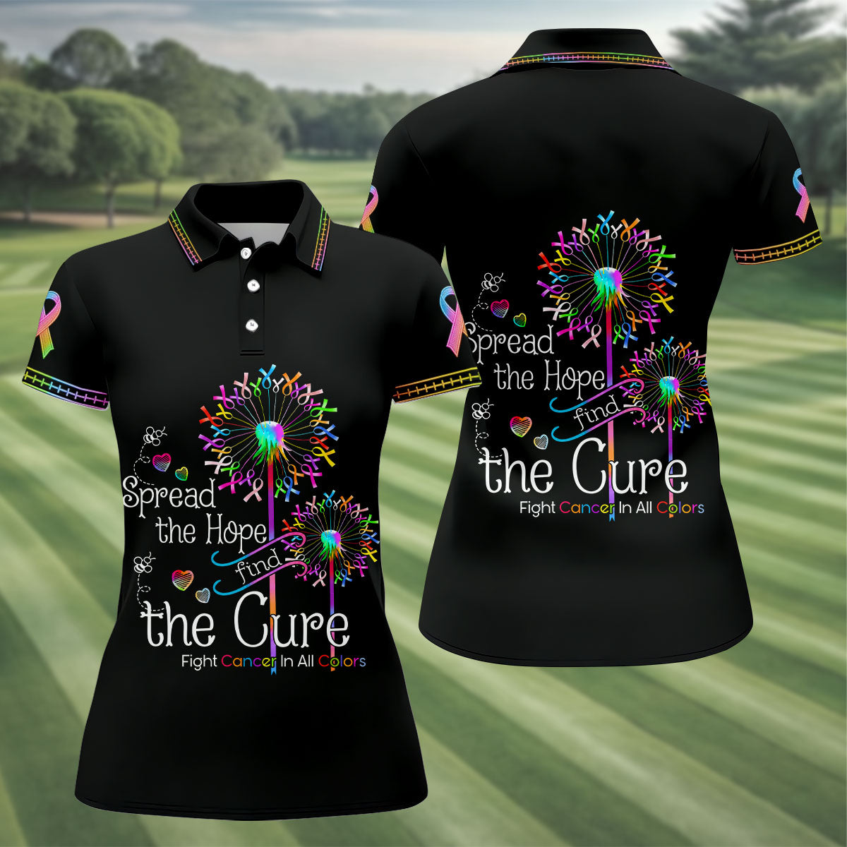 Spread The Hope Find The Cure Breast Cancer Awareness Golf Polo Shirt, Golf Shirts For Women