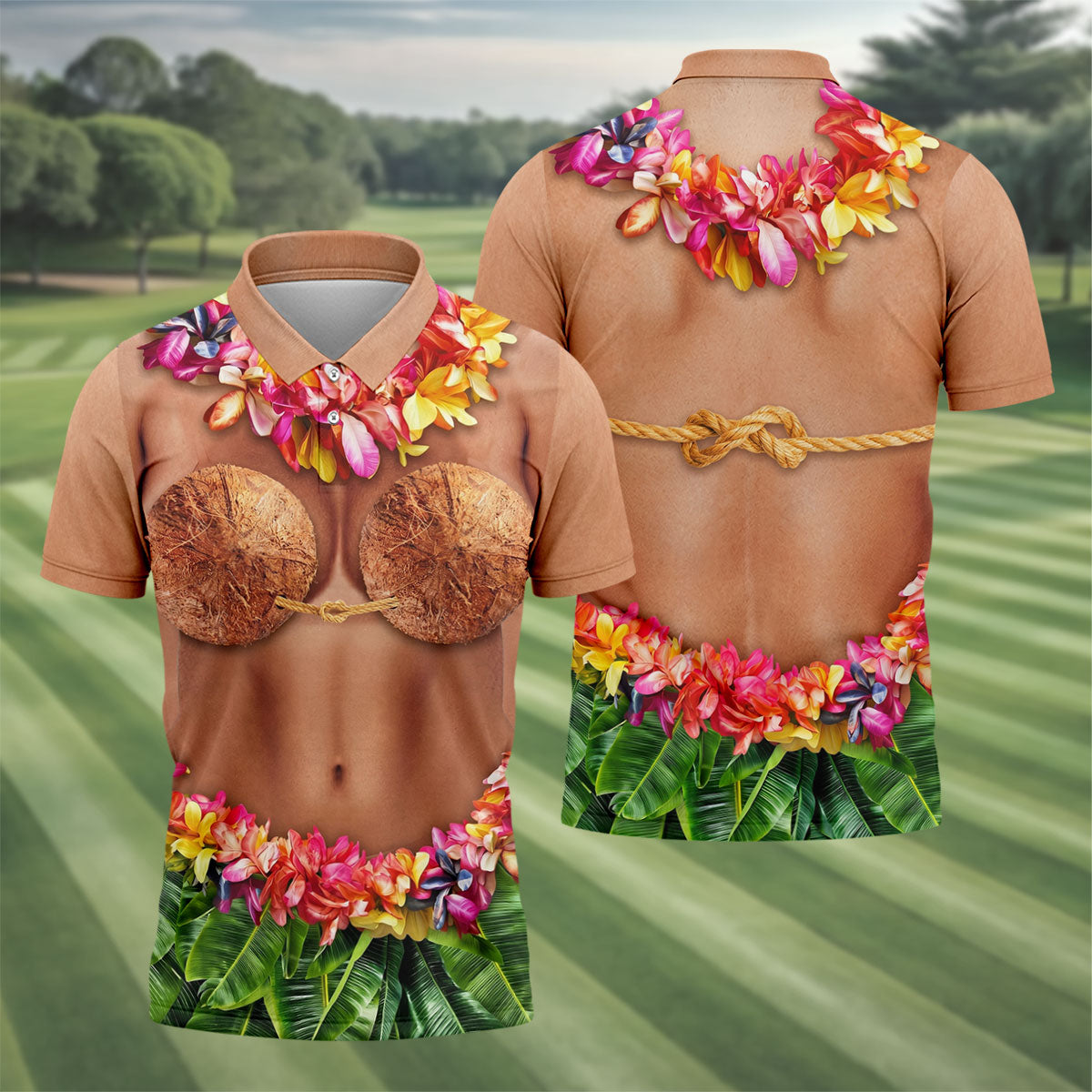 Tropical Theme Party Hawaiian Golf Shirt, Men's Funny Golf Shirts, Polo Shirts For Men