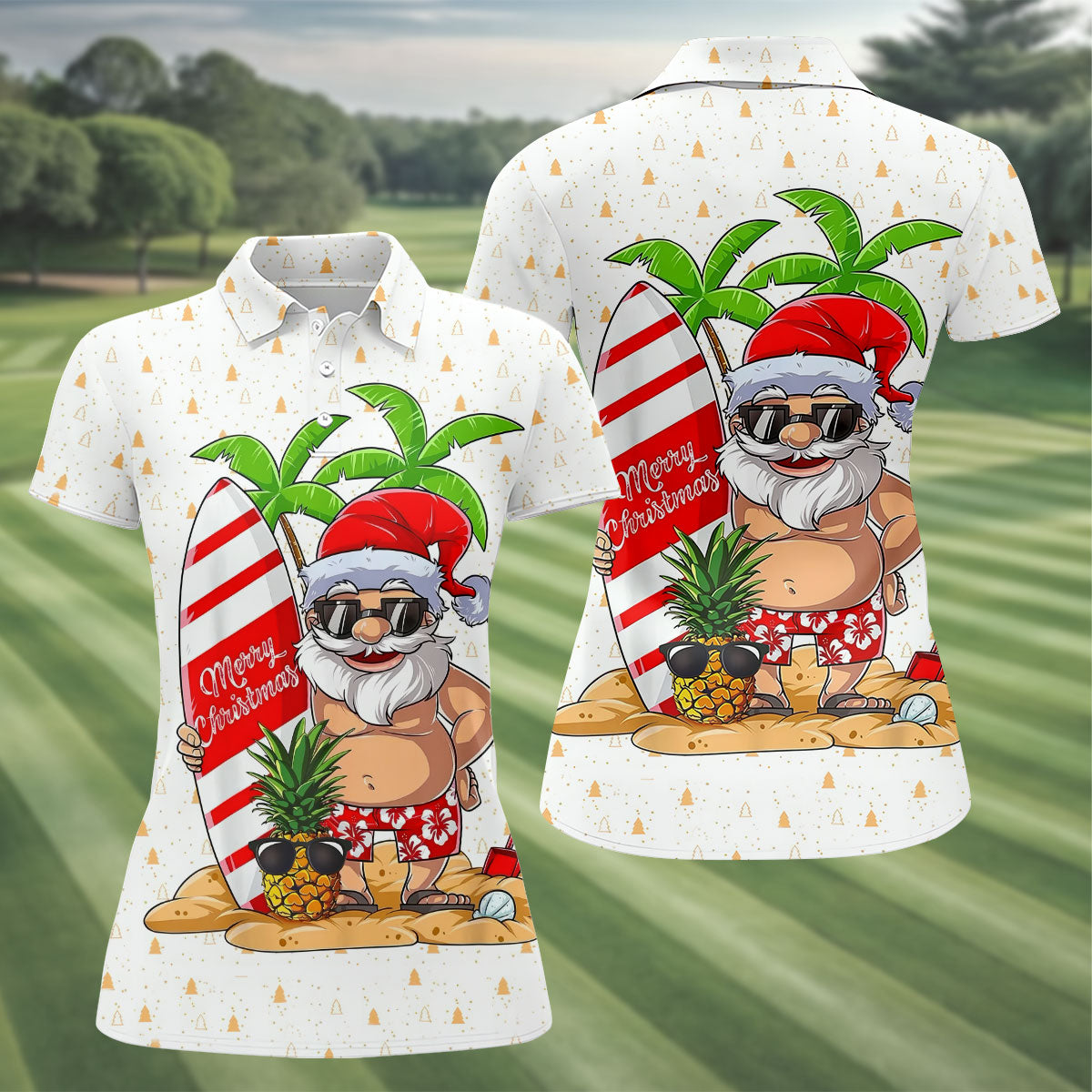 Women's Vacation Mode Santa Golf Shirt, Christmas Golf Shirt, Women’s Golf Apparel