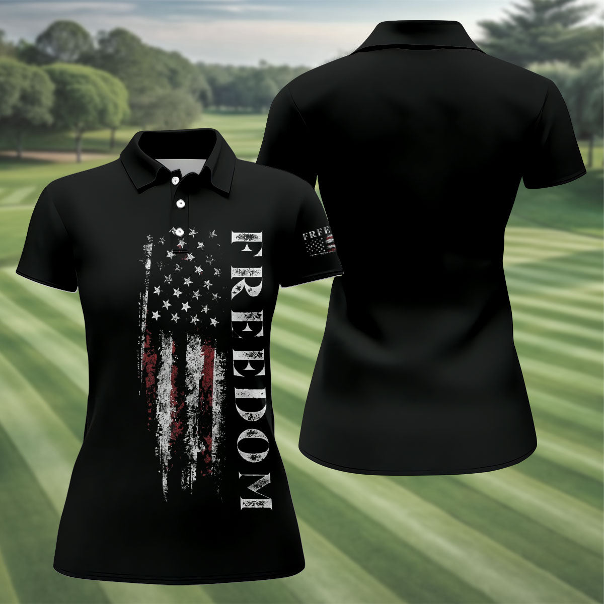 Freedom USA Distressed Flag US 250th Anniversary Golf Shirt, Patriotic Golf Shirt, Golf Shirts For Women