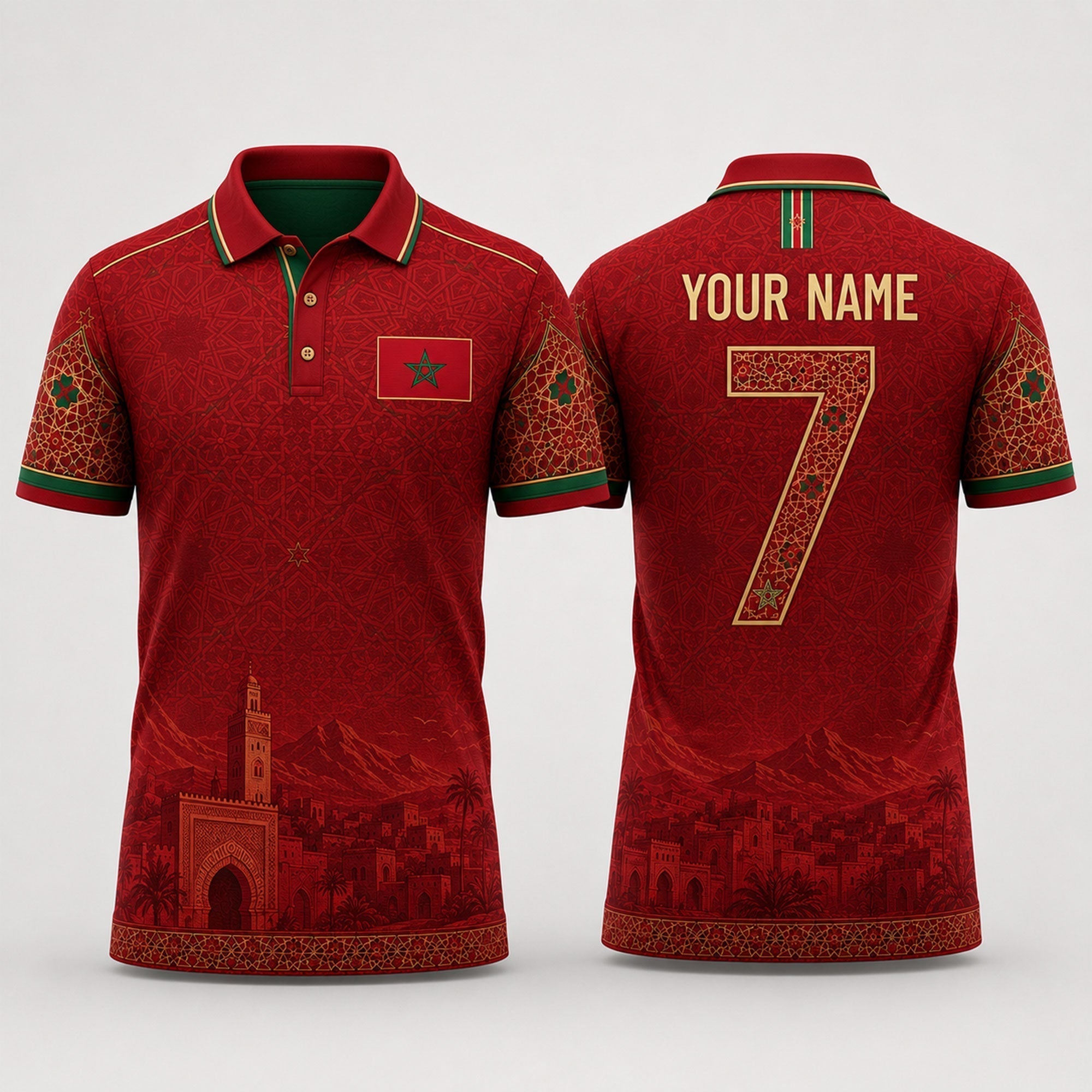 Moroccan Fooball Shirt, Moroccan Zellige Tile V-Neck For Men Football Lover, Father's Day Presents