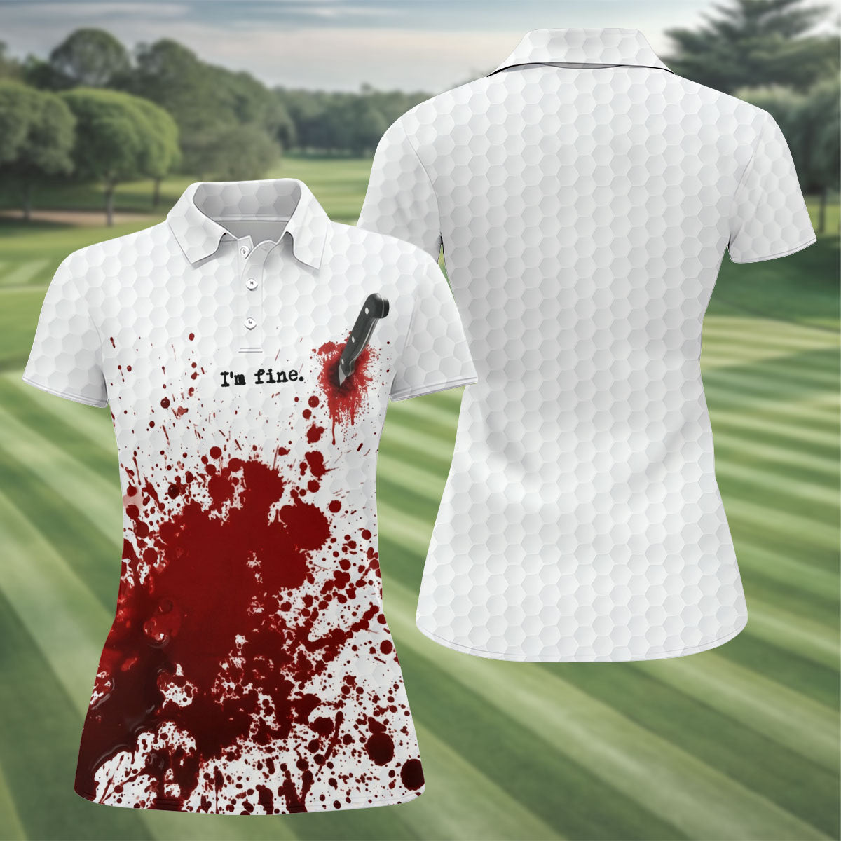 I'm Fine. Horror Golf Polo Shirt, Golf Shirts For Women, Women's Golf Apparel