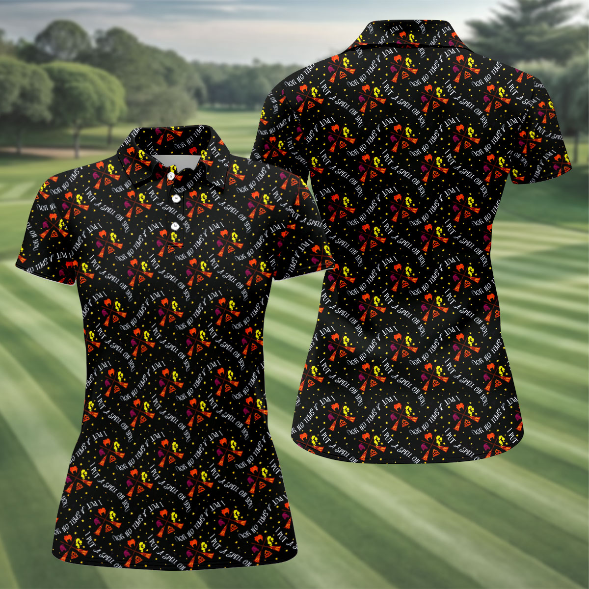 I Put A Spell On You Horror Character Polo Shirt, Halloween Shirt, Women's Golf Apparel