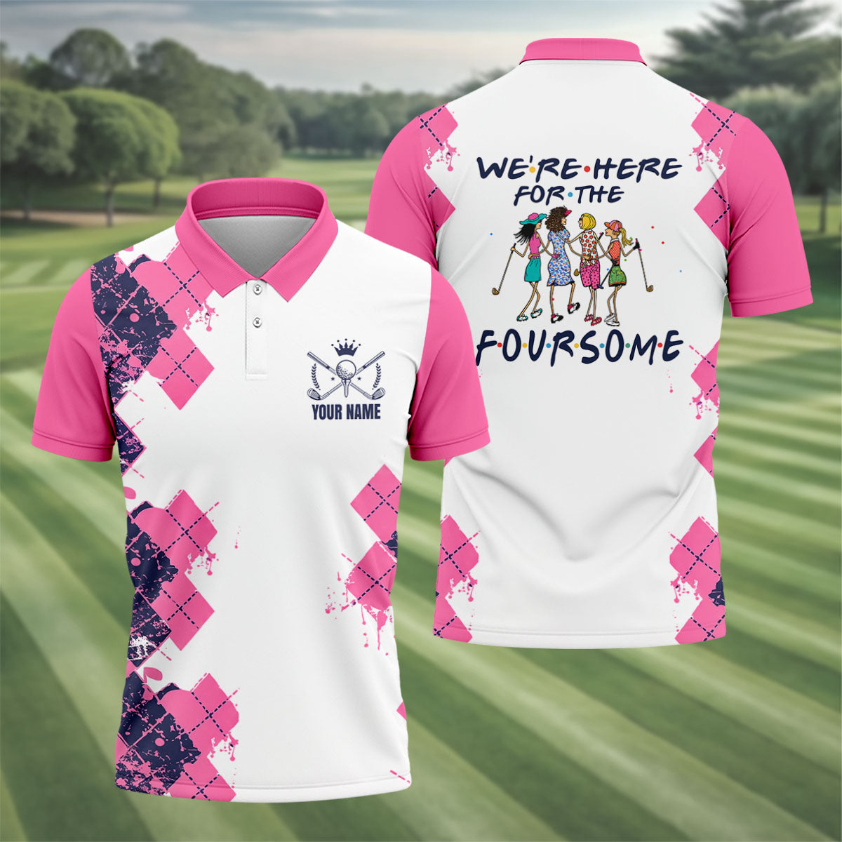 Personalized Pink Paint Splash Golf Shirt, Men's Golf Shirt, Golf Apparel For Men